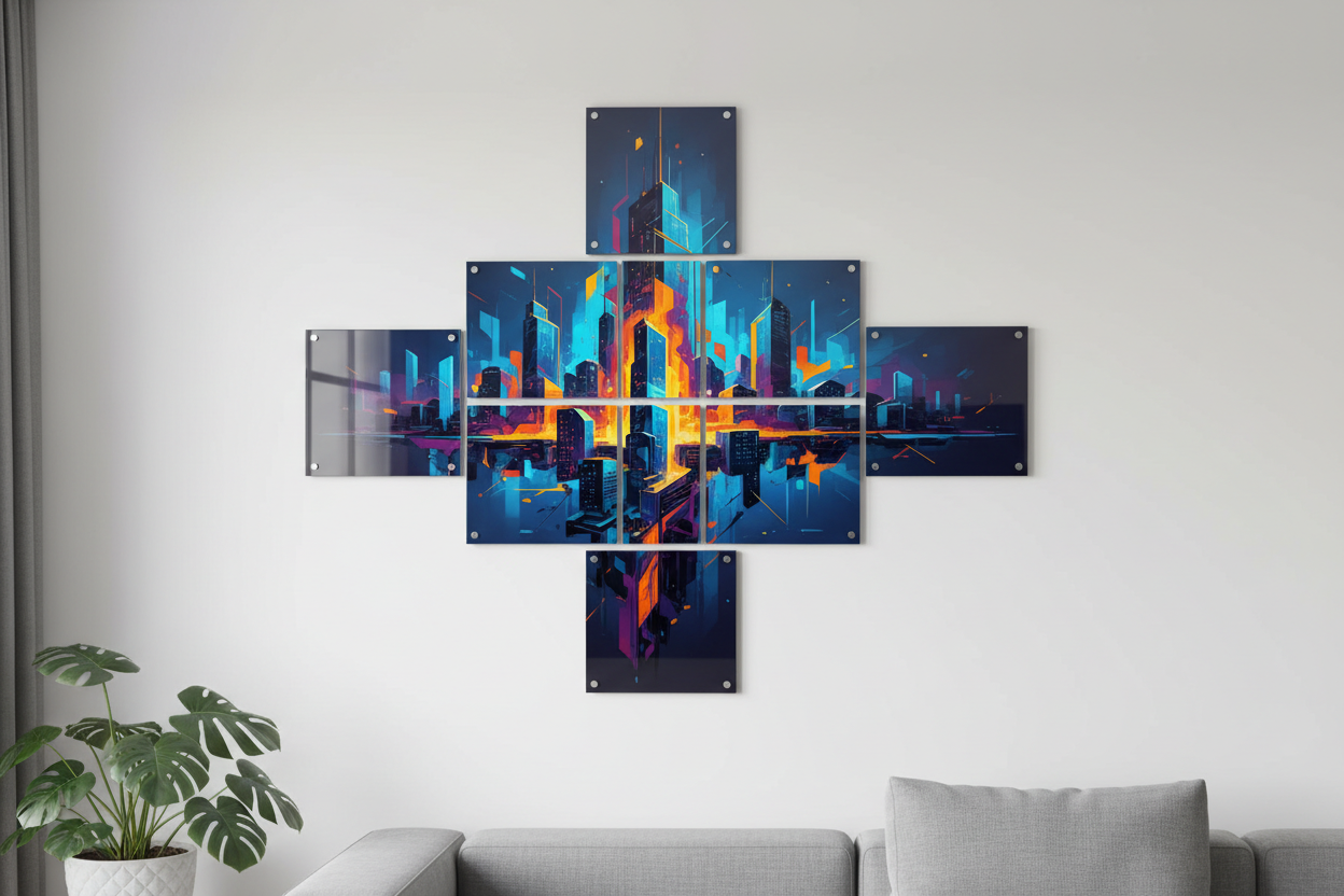 Modüler Metal Tablo 9 panel duvar düzenlemesi